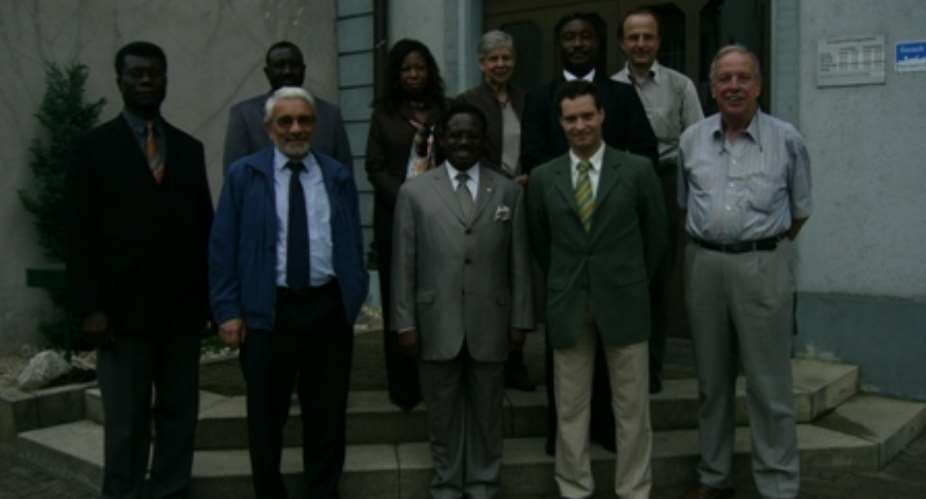His Excellency Ambassador Kwabena Baah-Duodu middle of front row seen here after the tour of the Local Council Hall. On his immediate right is Mr. Martin Leber, Vice-President of the Local Administration.